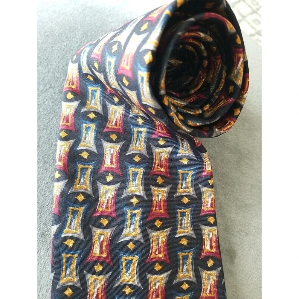 LIBERTY OF LONDON‎ Men's Medallion Multicolor Print Silk Necktie Made in USA